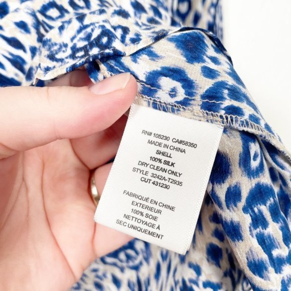 NEW Joie Ramona Blue Printed Silk Popover Blouse M - Picture 7 of 9
